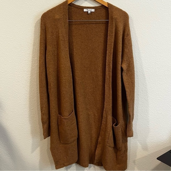 Madewell Kent Cardigan Sweater in Coziest Yarn in burnt orange brown size xsmall - Picture 3 of 8